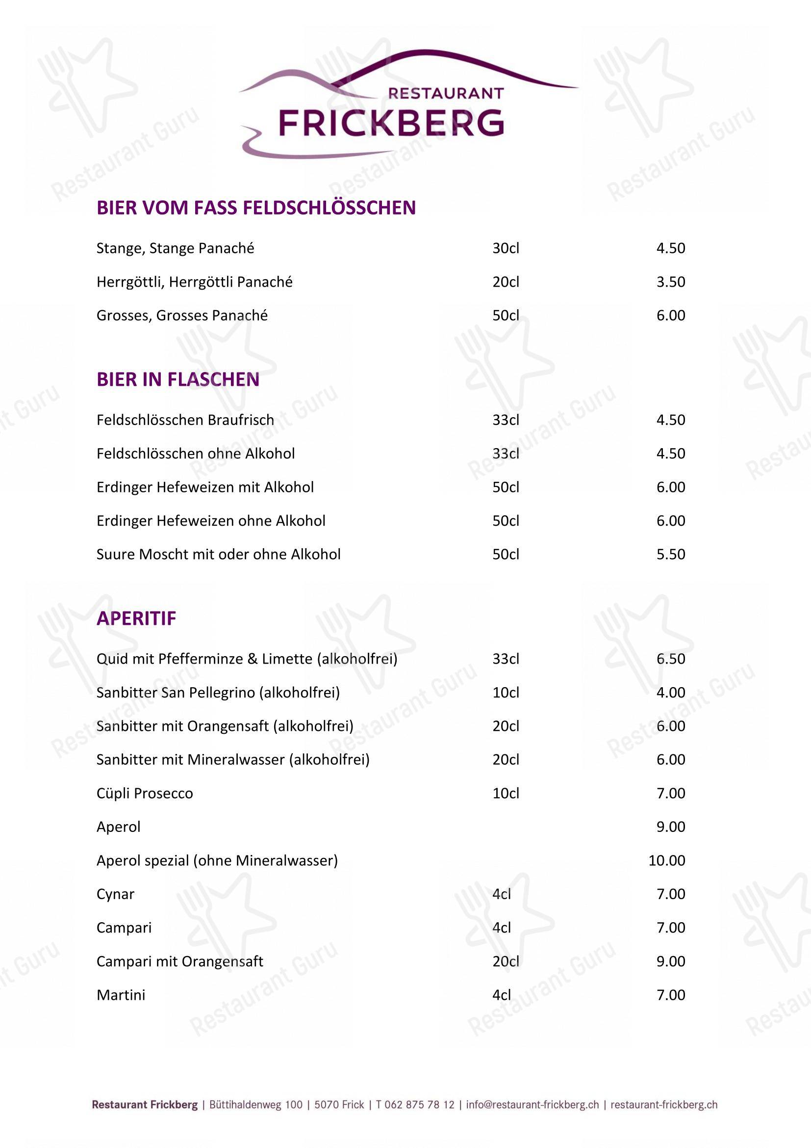 Restaurant Frickberg in Frick - Wine Menu