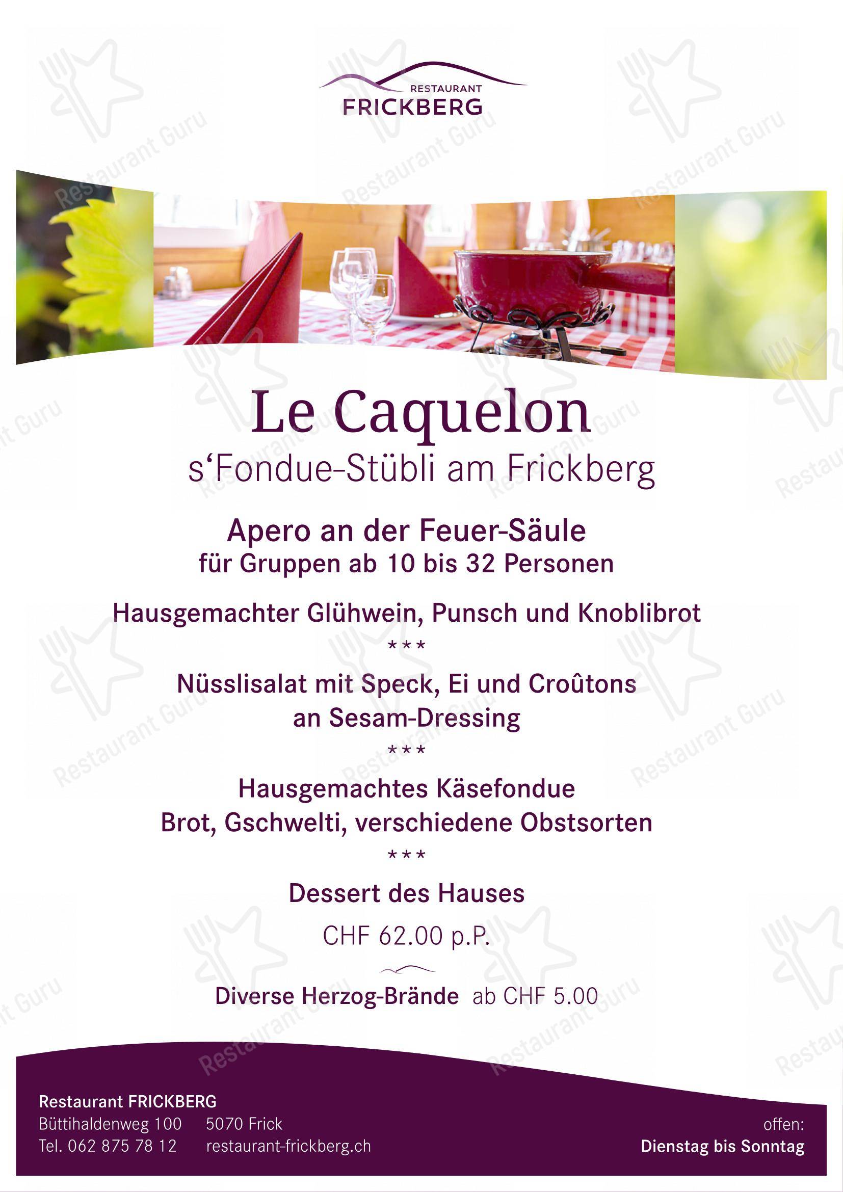 Restaurant Frickberg in Frick - Takeaway Menu