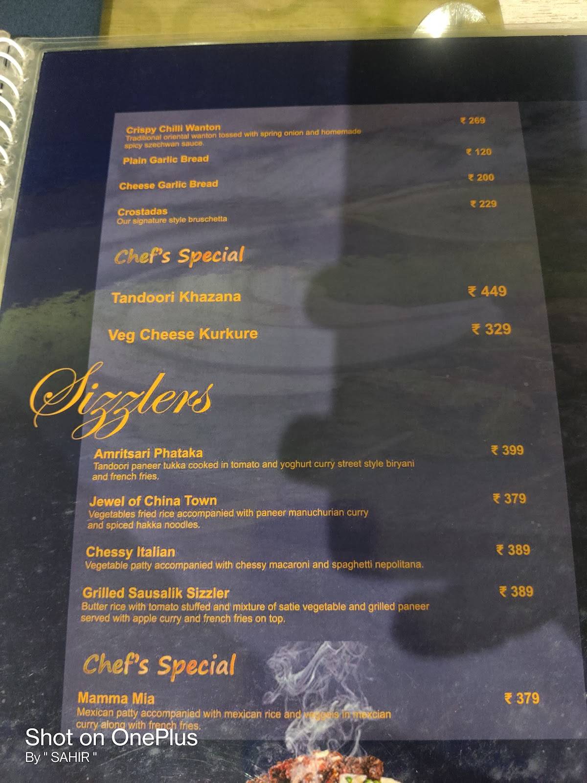 Garnish Terrace Restaurant menu