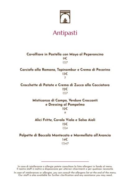 Menu di Giulia Restaurant 