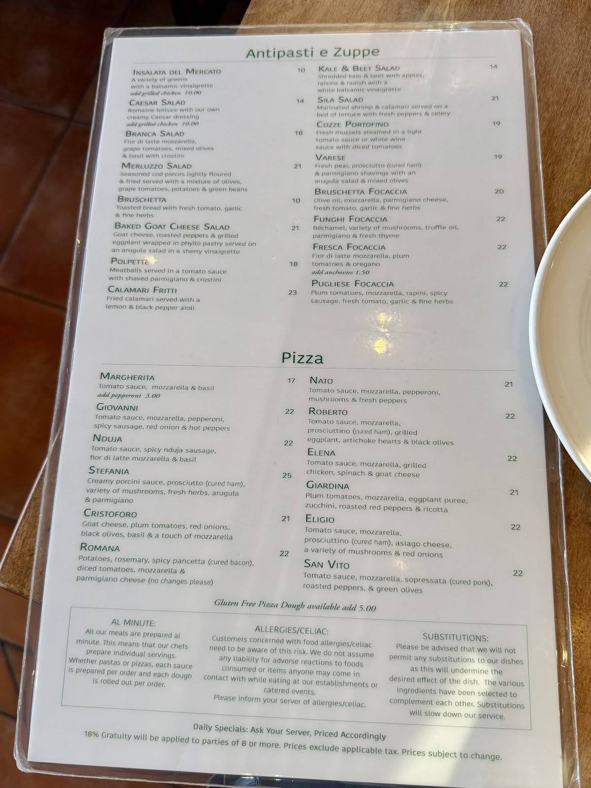 Menu de Grazie Ristorante