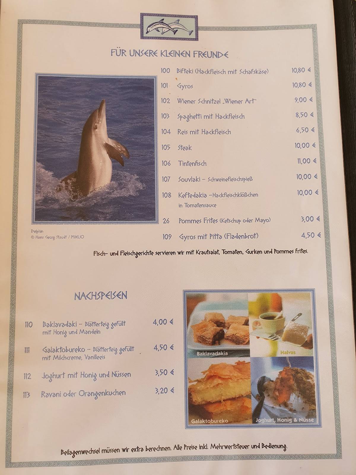 Menu de Griechisches Restaurant Delphin