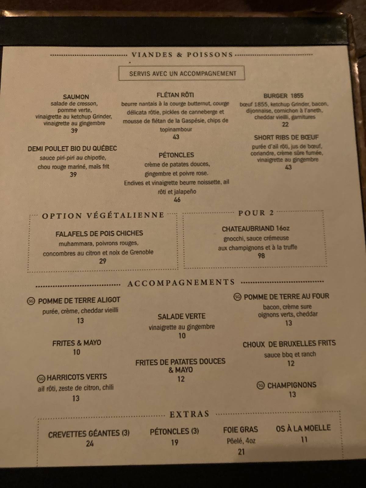 Menu de Grinder