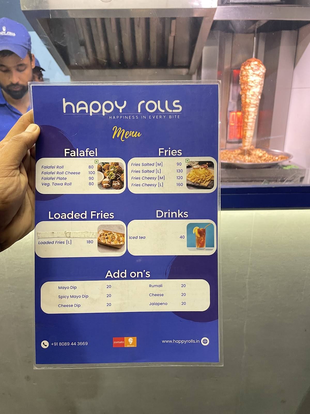 HAPPY ROLLS menu