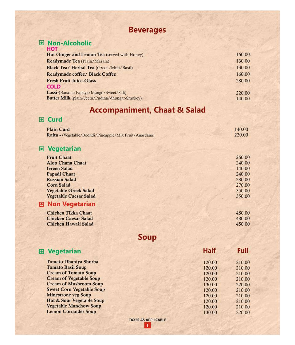 Restaurant Harigarh menu
