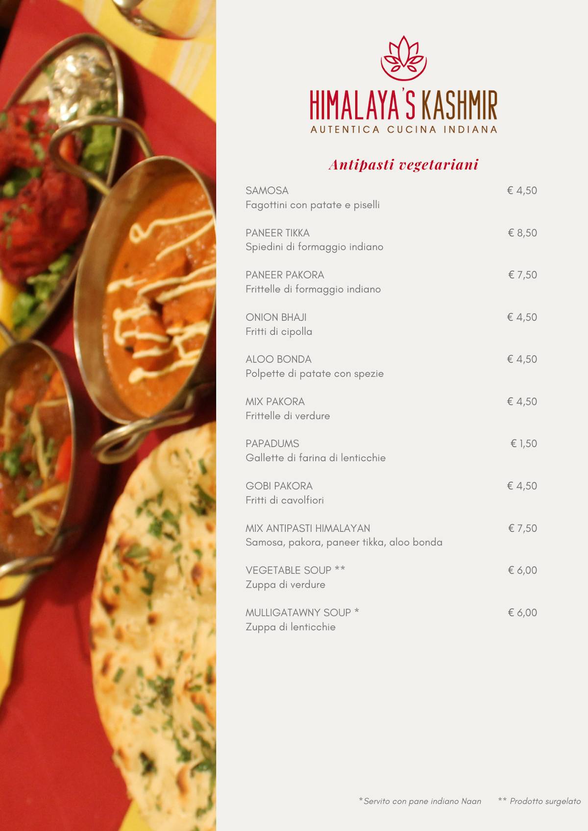 Menu di Himalaya's Kashmir - Ristorante indiano Roma - Autentici sapori d'India 