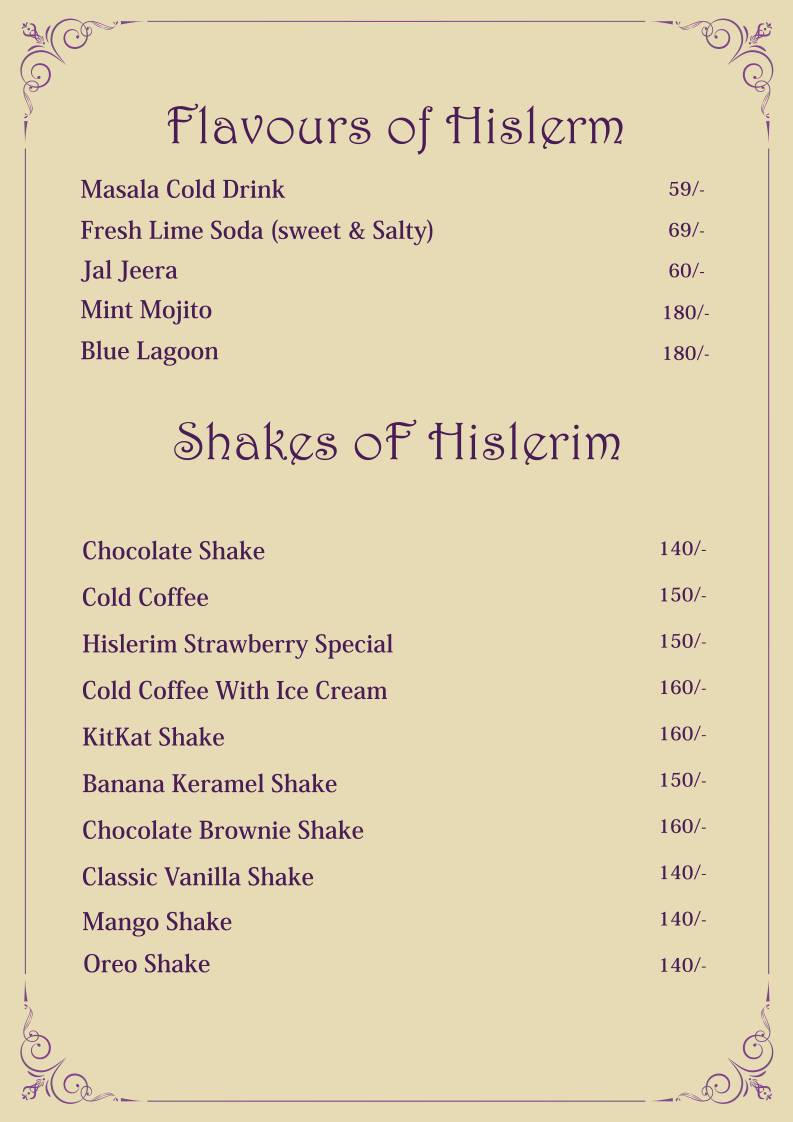 Hislerim Restaurant menu