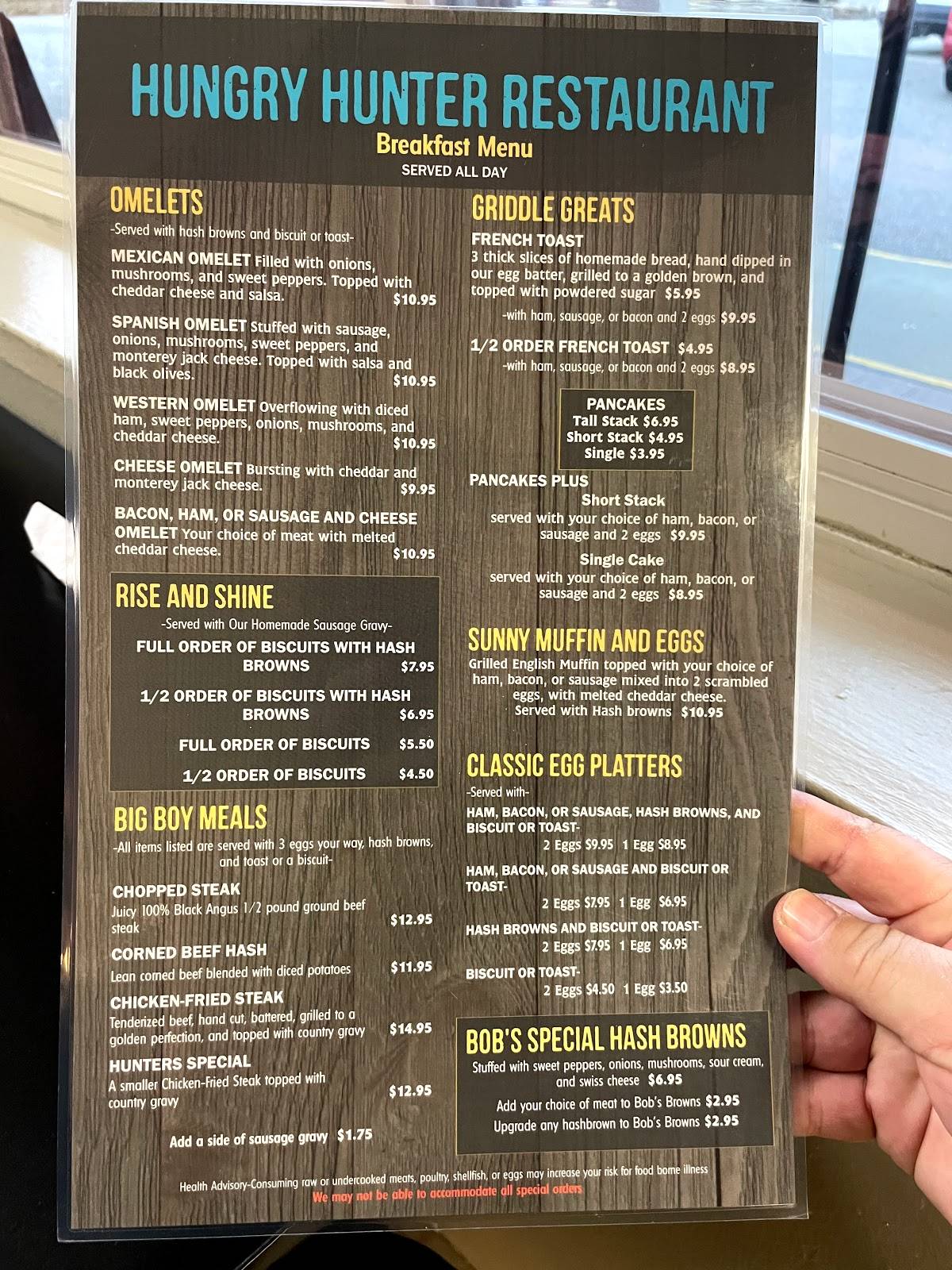 Menu at Hungry Hunter Restaurant, Branson, Historic Hwy 165