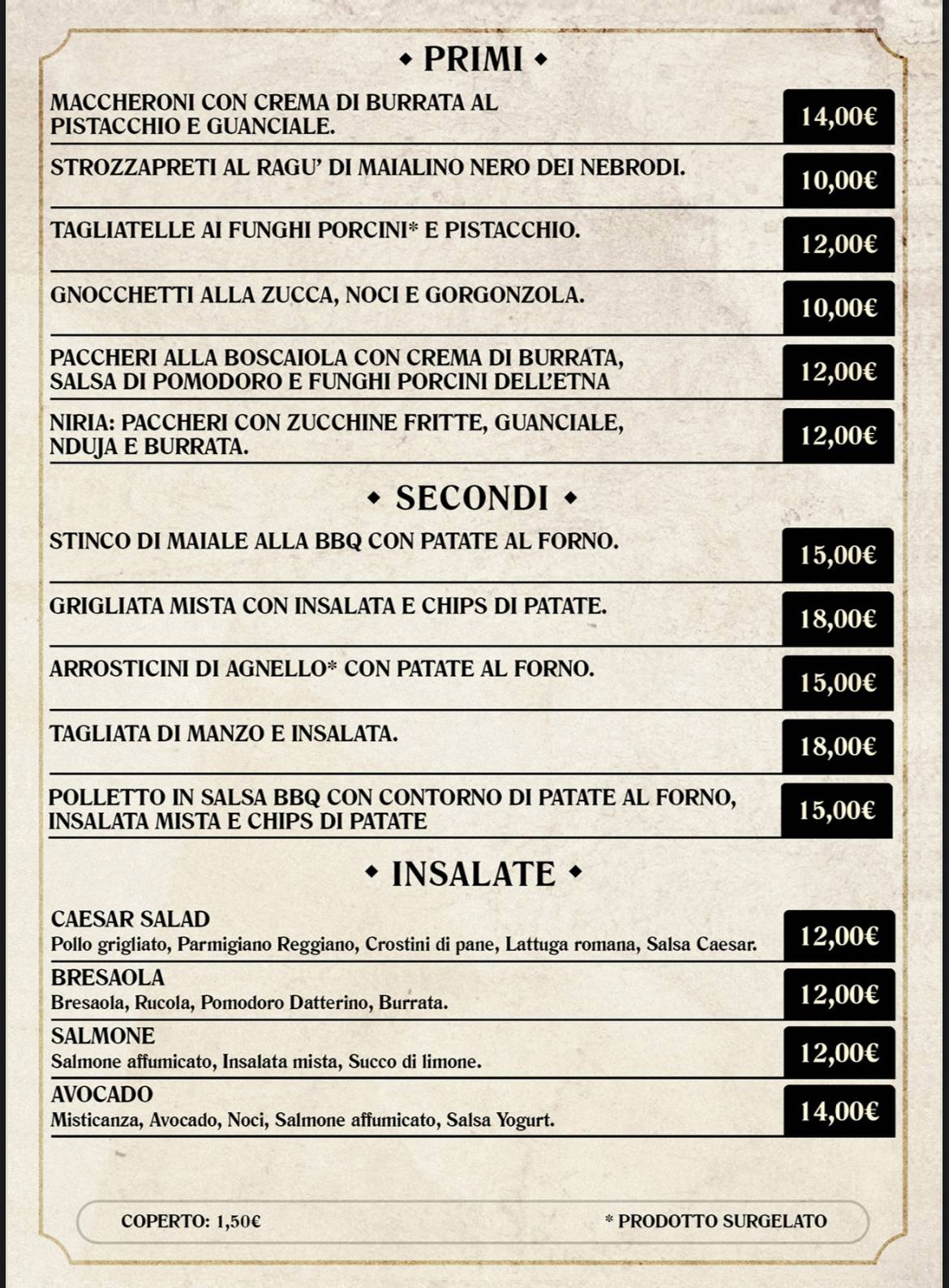 Menu di I Baroni Pizzeria Ristorante 