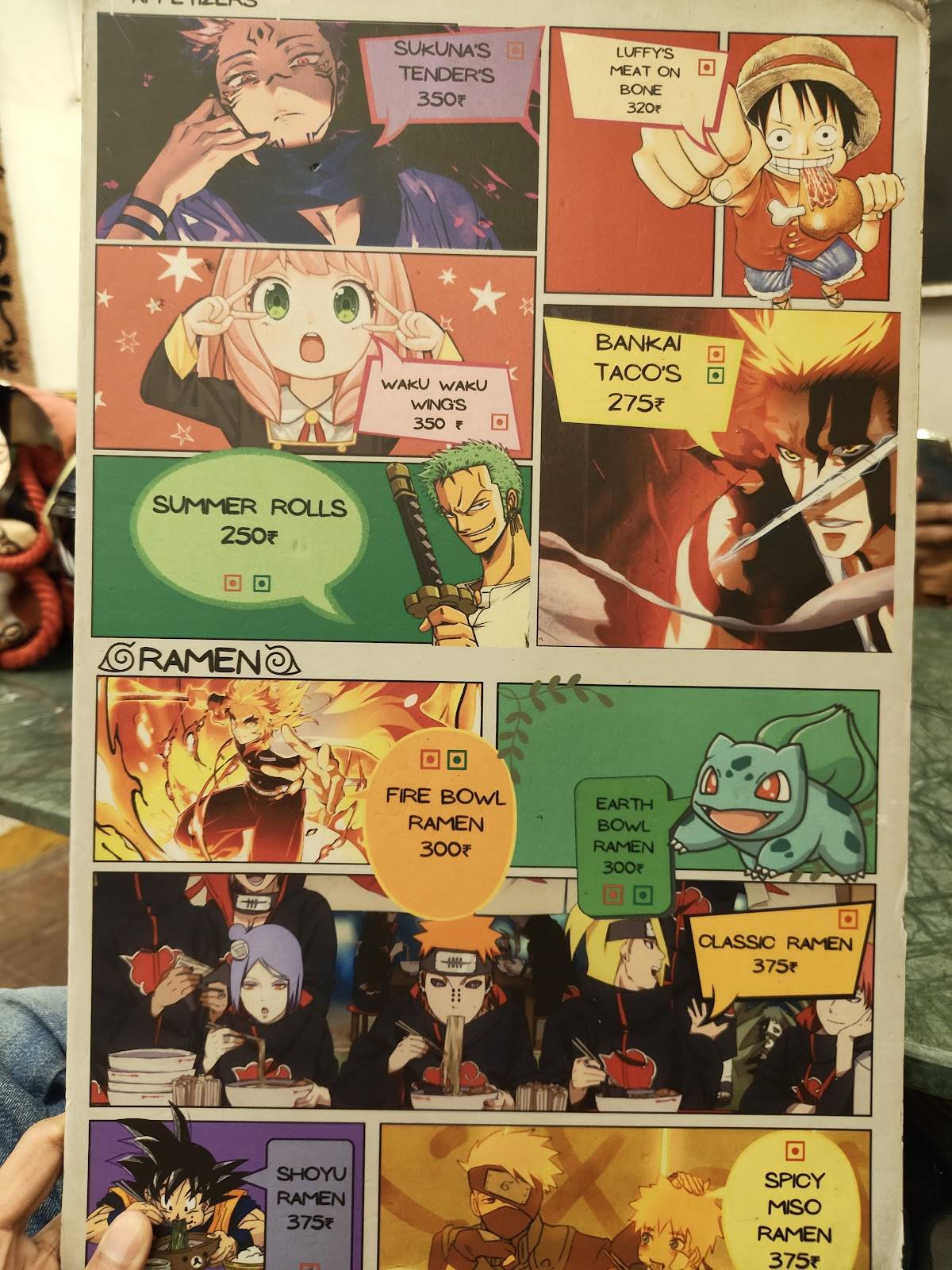 Ichiraku's Bistro (Anime Themed Cafe) menu