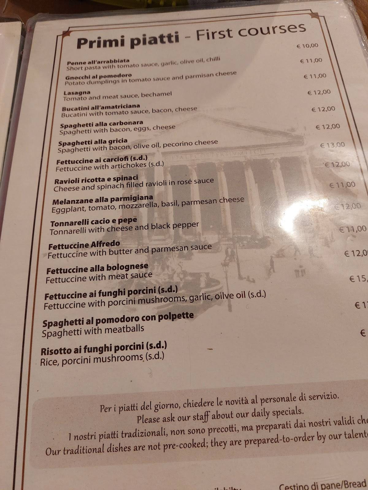 Menu de Il Barroccio Roma