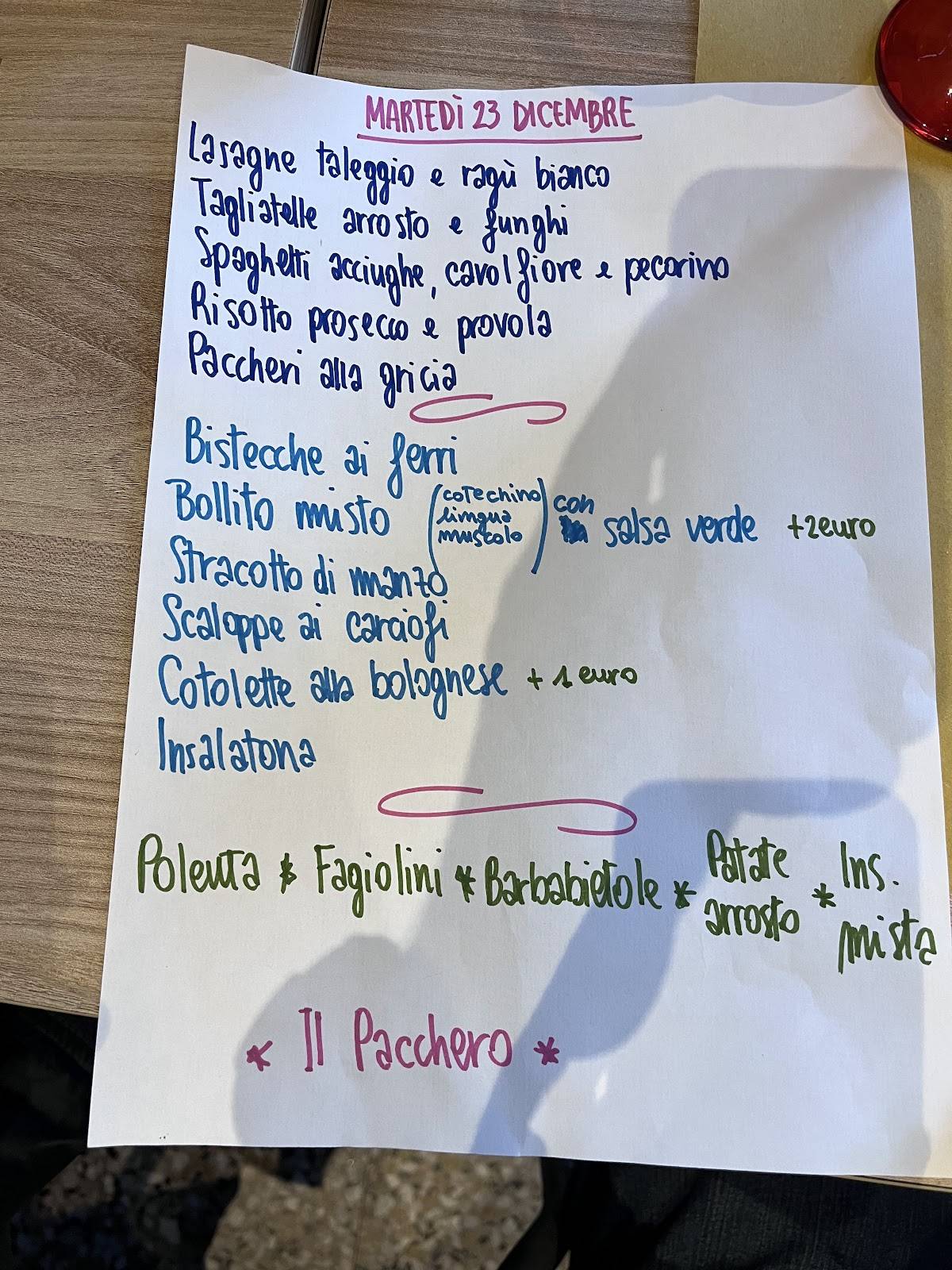Menu di Il Pacchero 