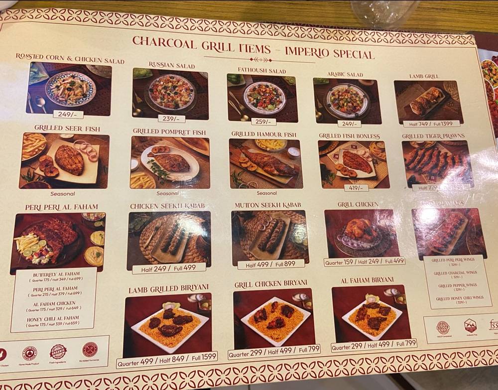 Imperio Restaurant menu