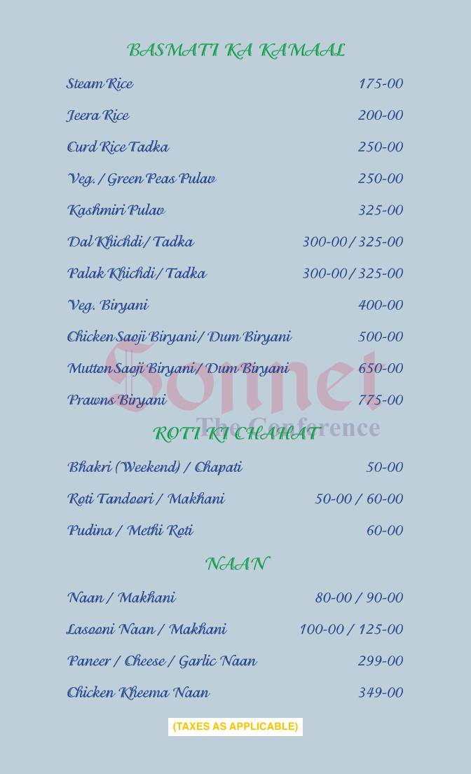 Indigo Restaurant Kalyan menu