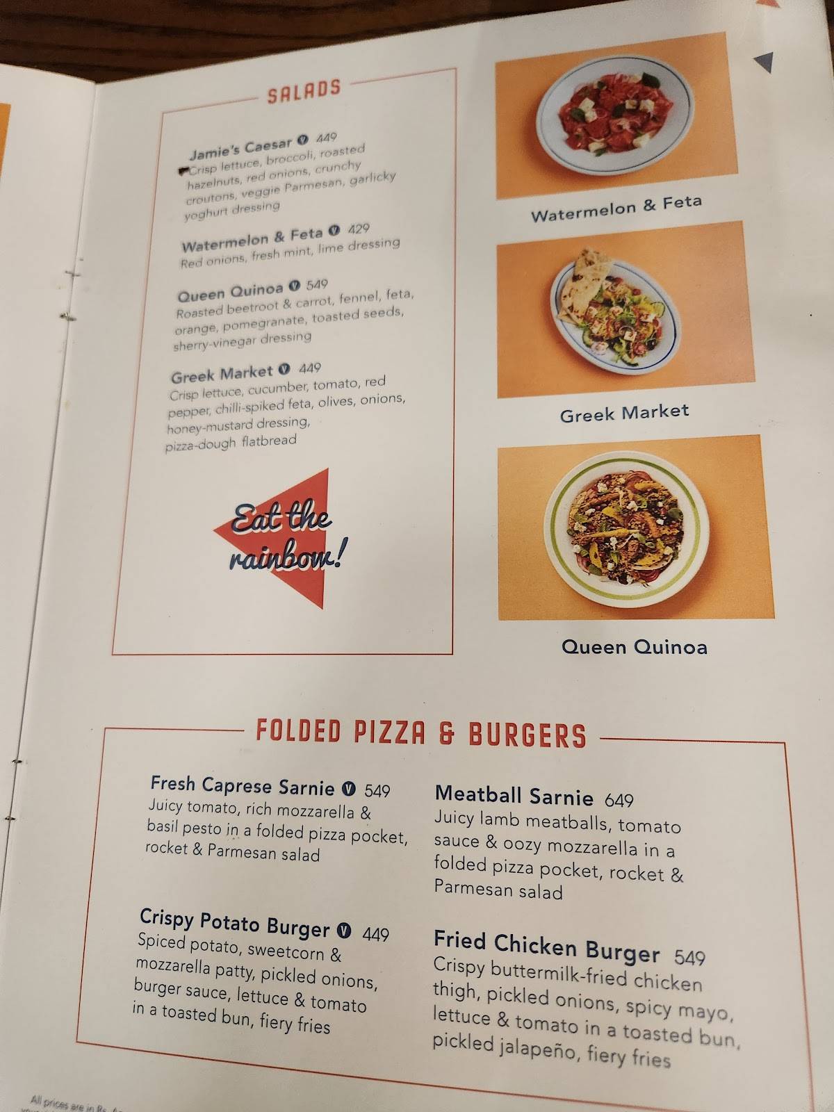 Jamie Oliver's Pizzeria menu