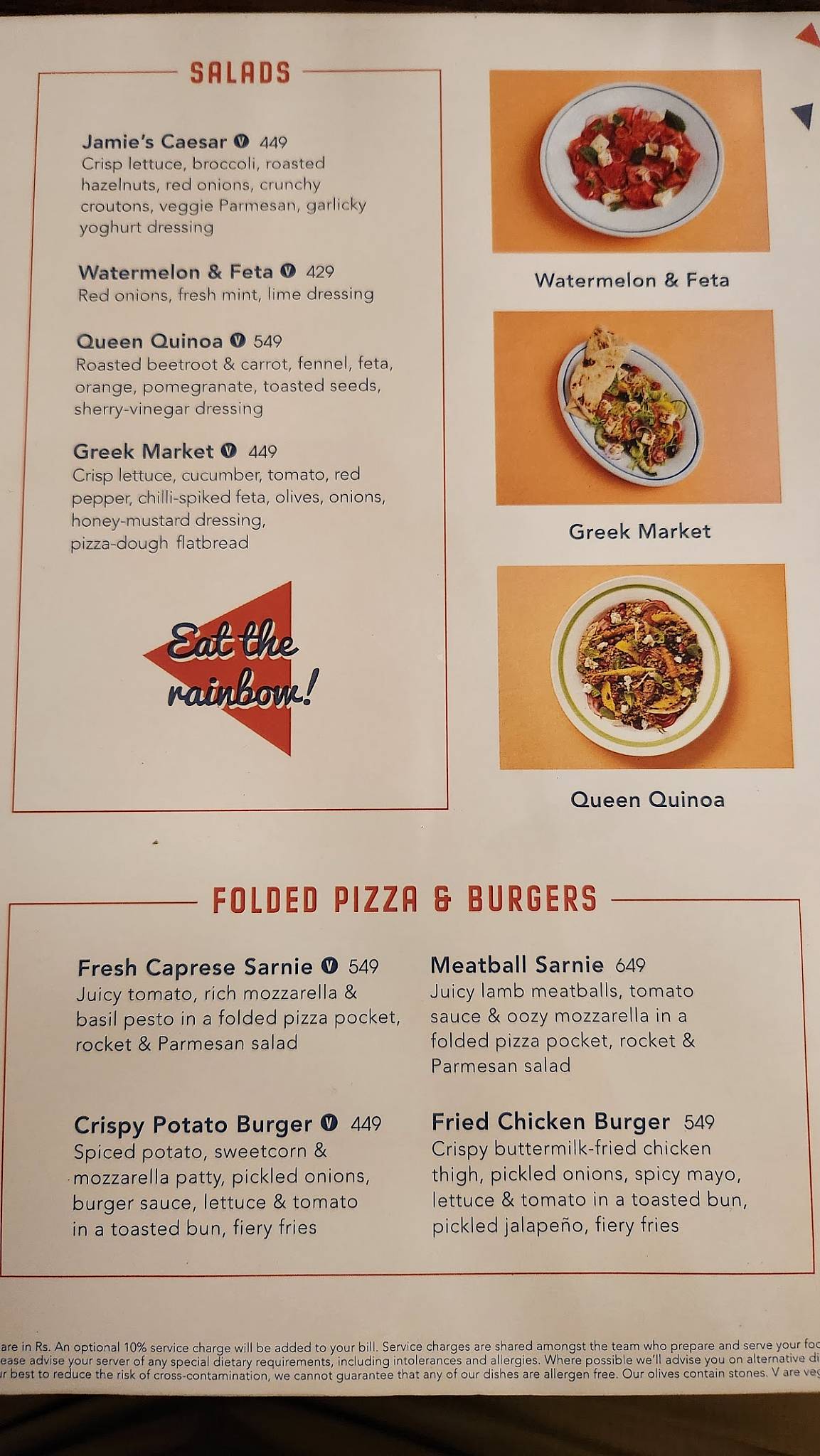Jamie Oliver's Pizzeria menu