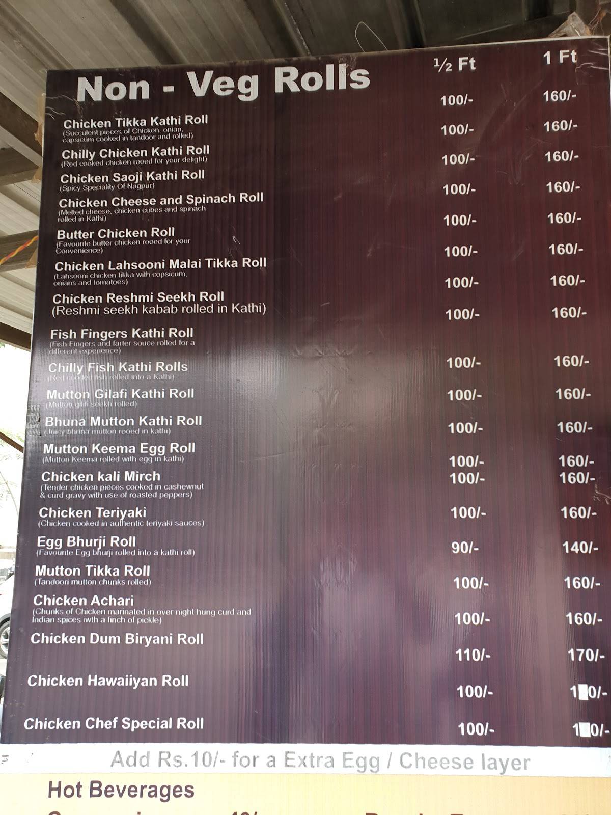 Kathi Rolls menu