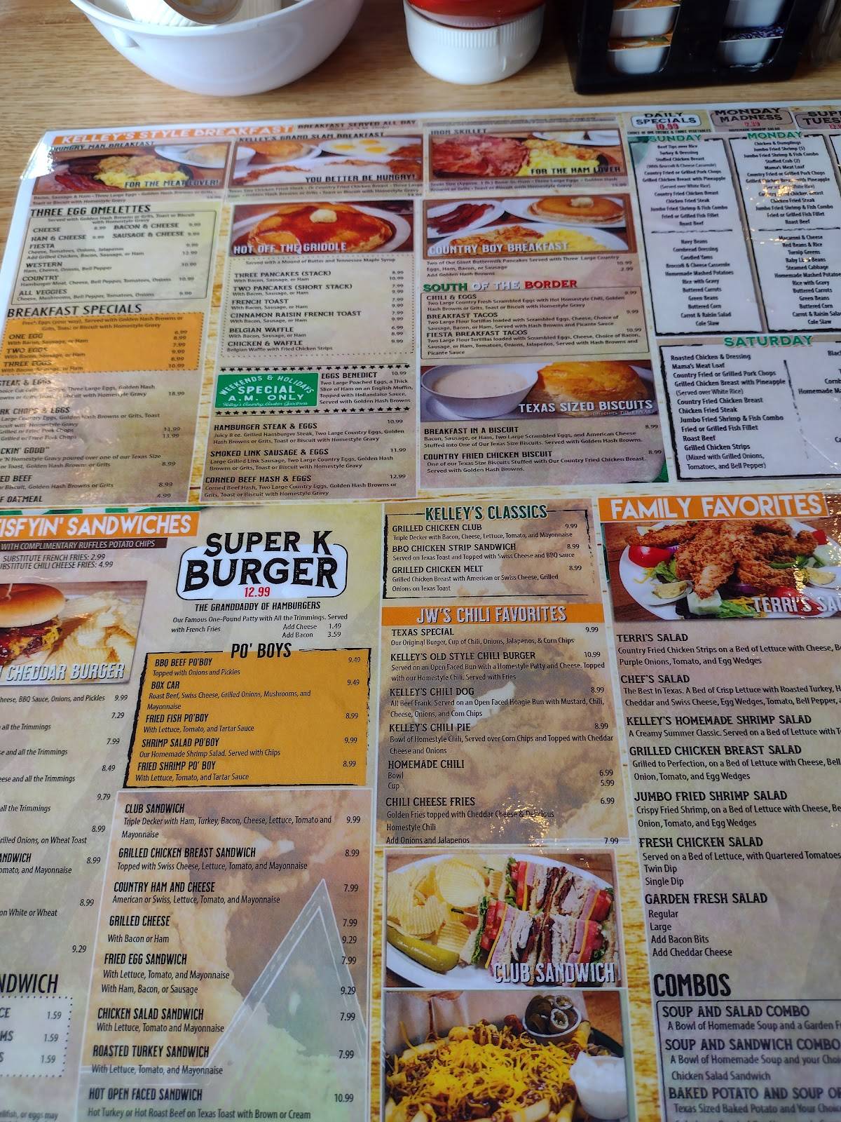 Menu At Kelley S Country Cookin Restaurant Pasadena Spencer Hwy