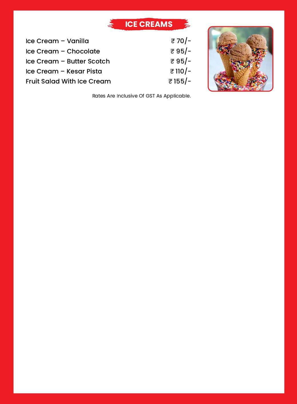 Khushi Family Restaurant menu