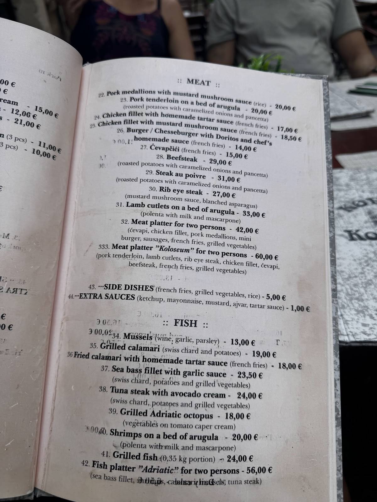 Menu di Konoba Koloseum 
