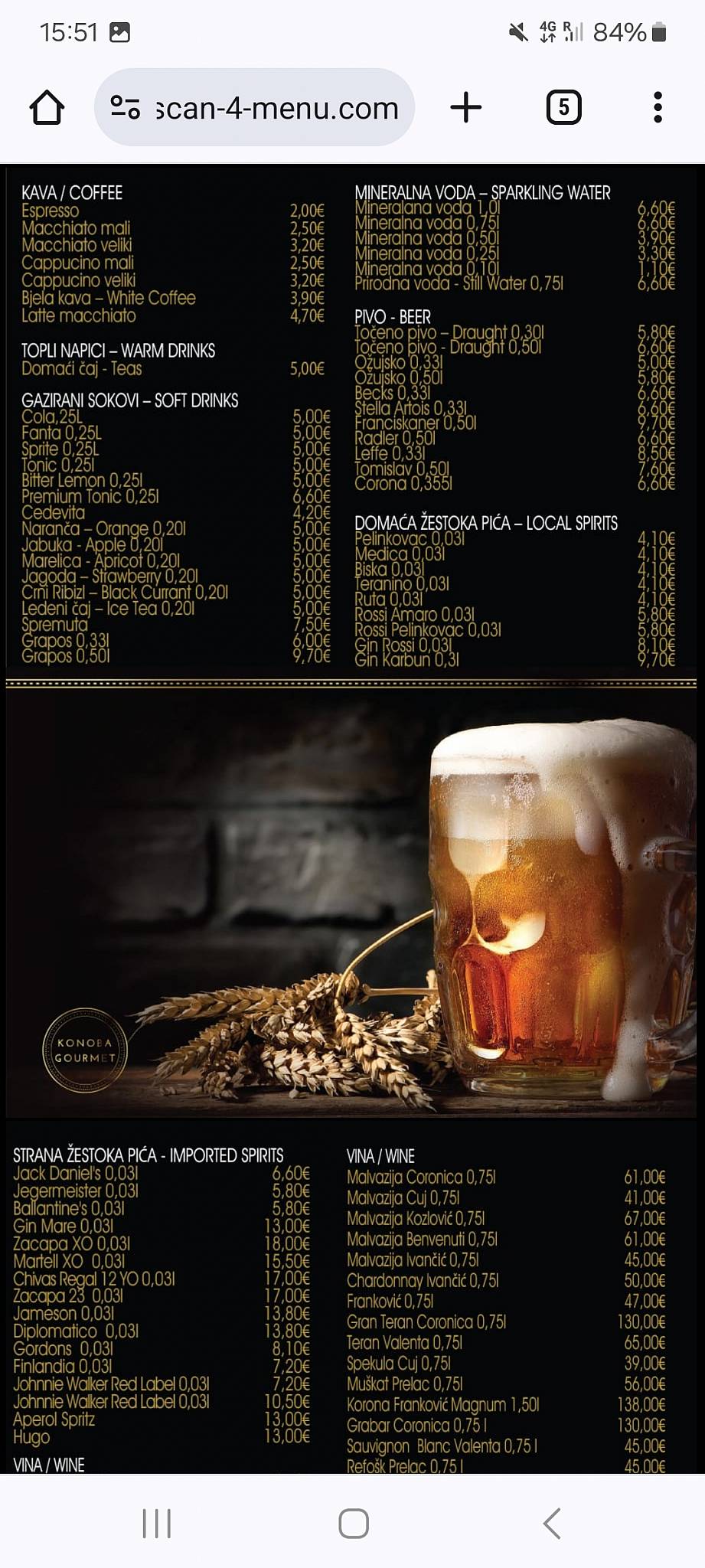 Menu di Konoba Pizzeria Gourmet 