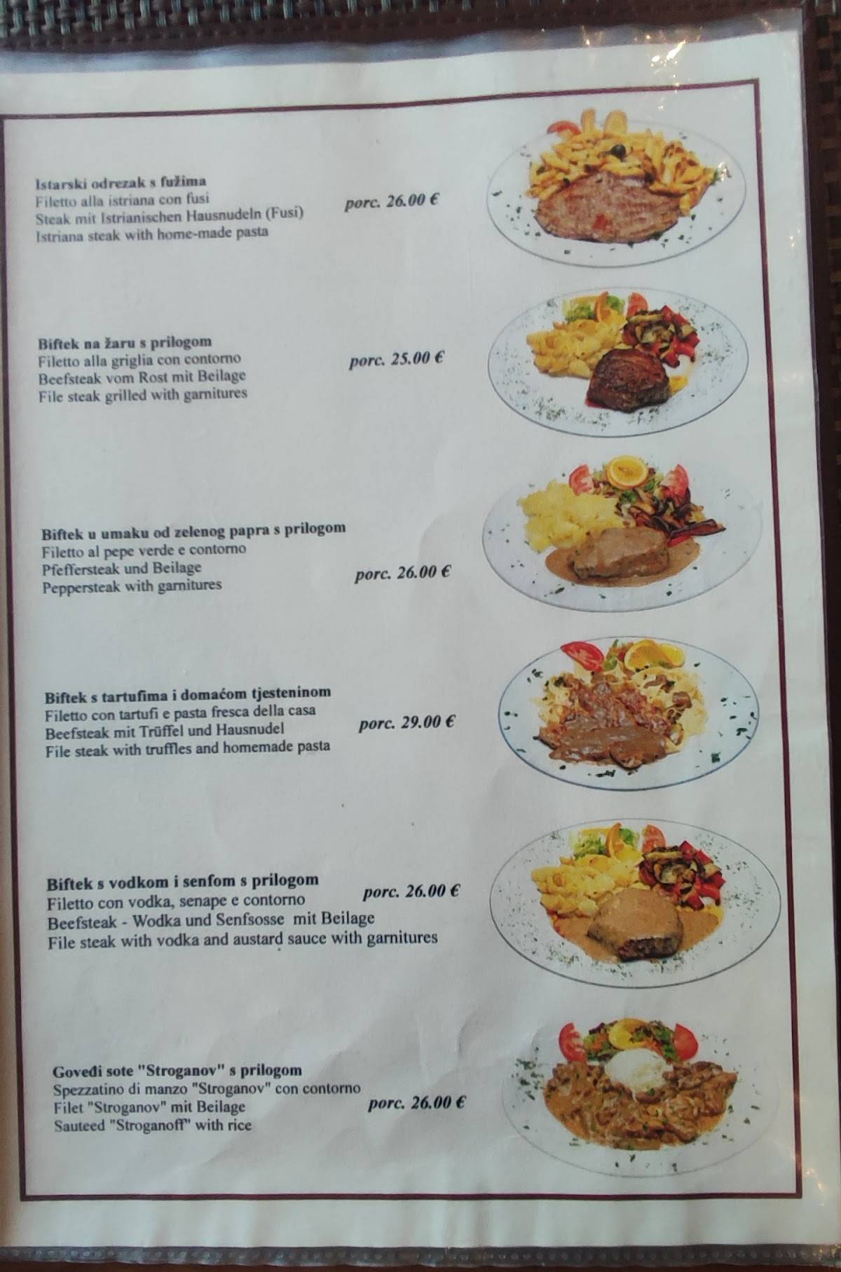 Menu di Konoba Štorija 