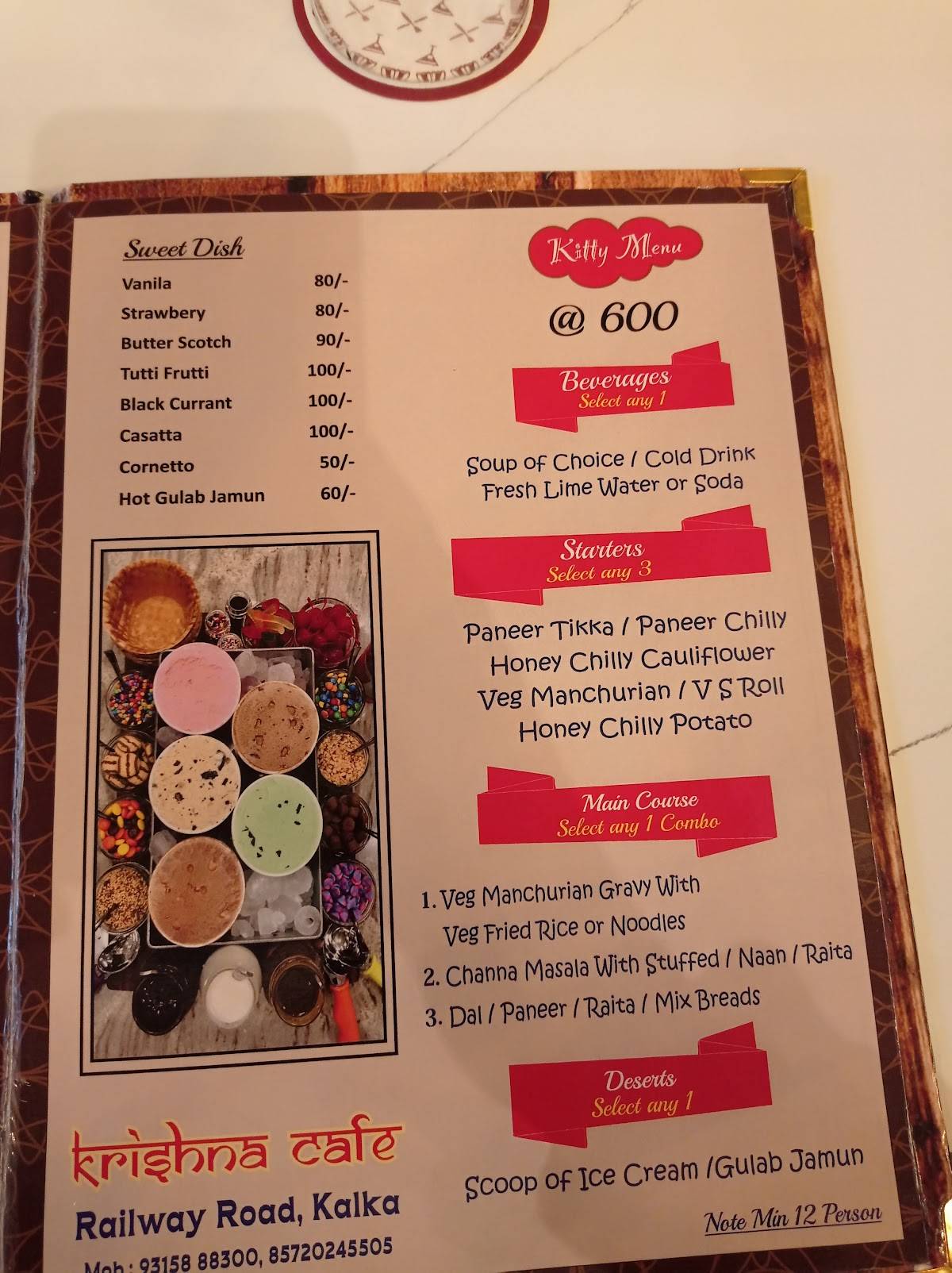 Krishna Cafe menu