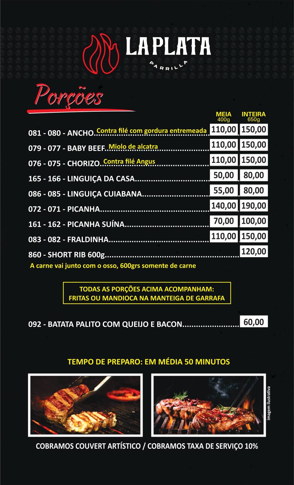 LA PLATA PARRILLA cardápio
