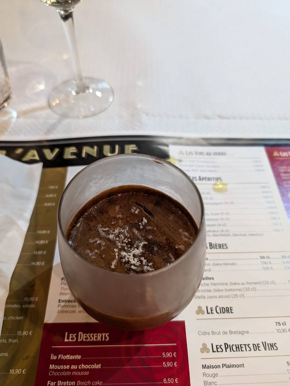 Menu de Restaurant L'Avenue