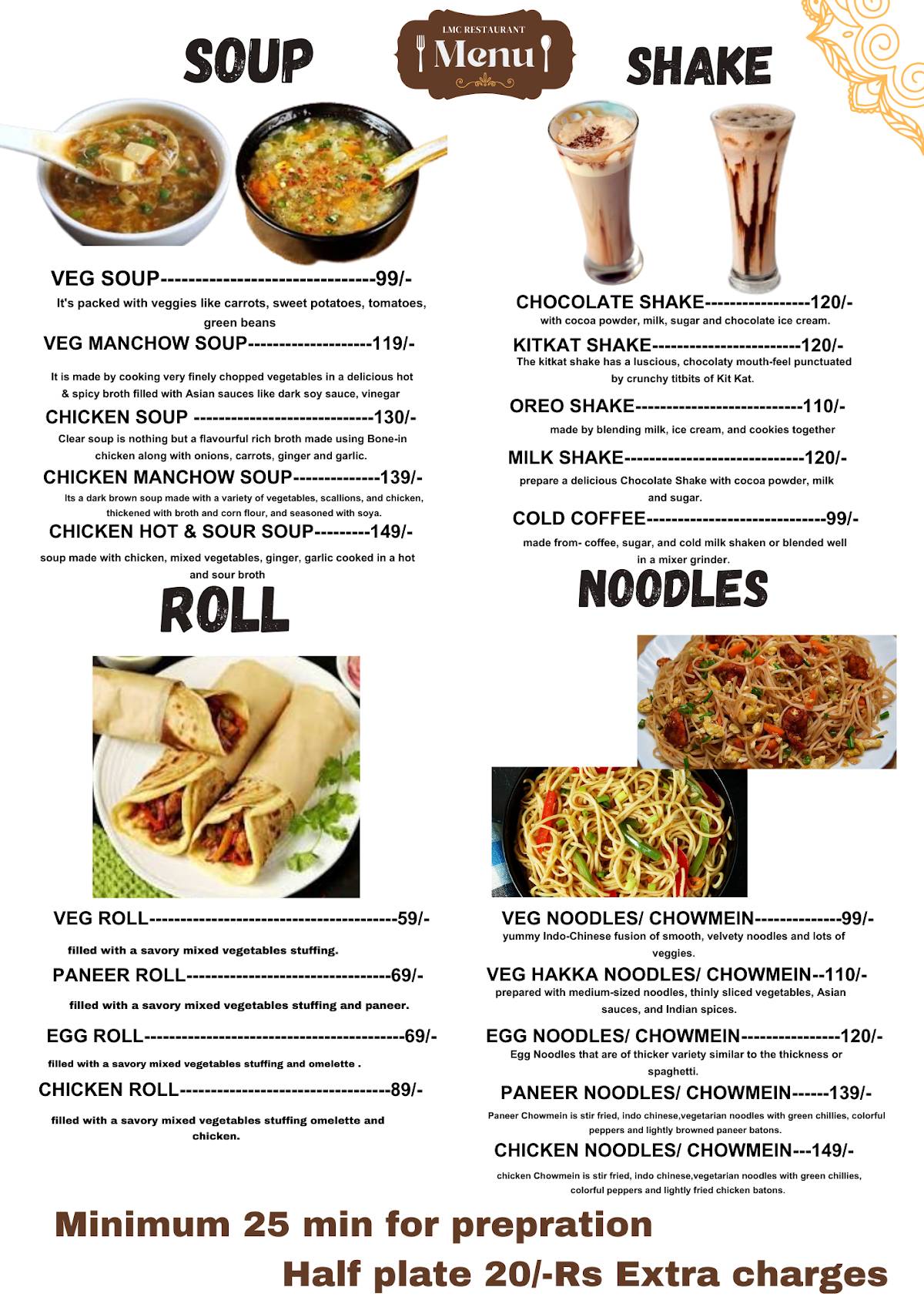LMC RESTAURANT menu