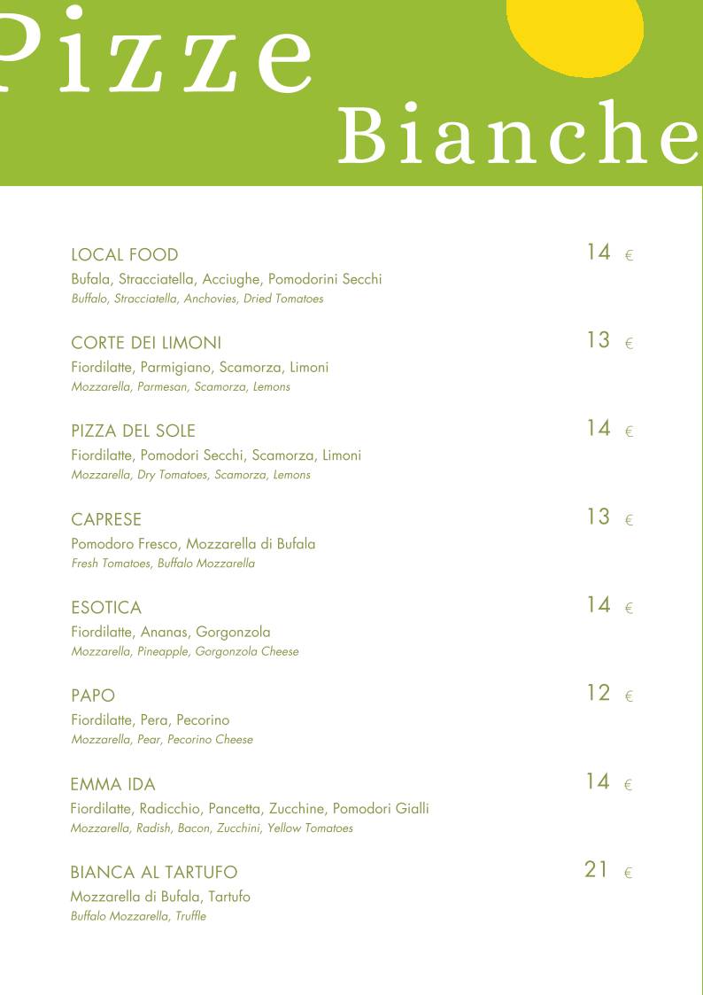Menu di La Corte dei Limoni 