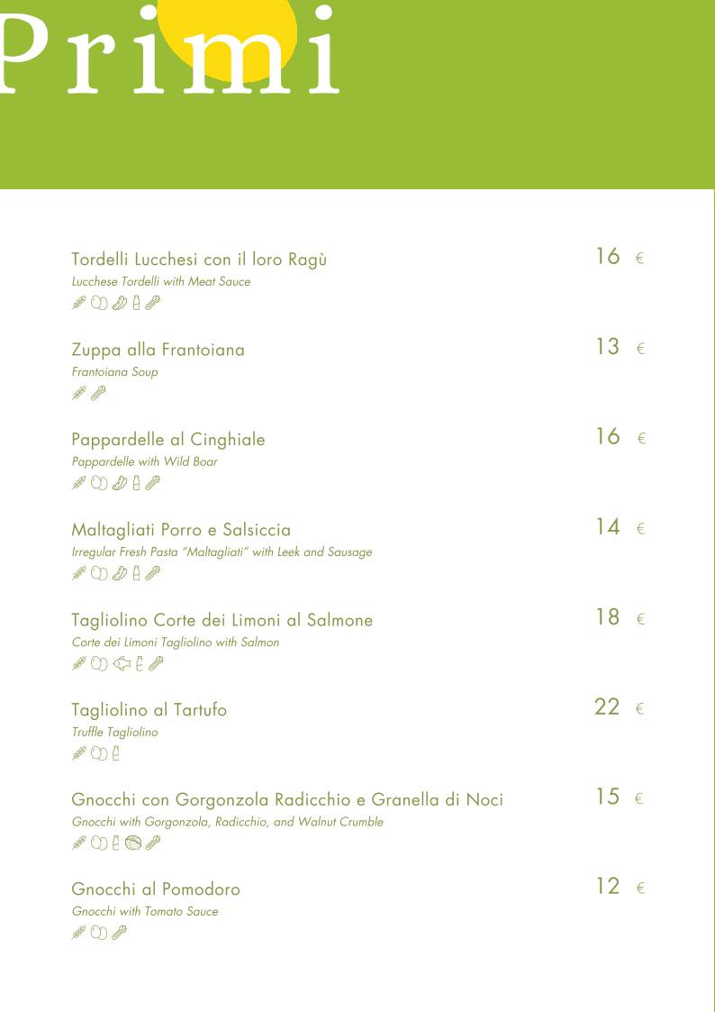 Menu di La Corte dei Limoni 