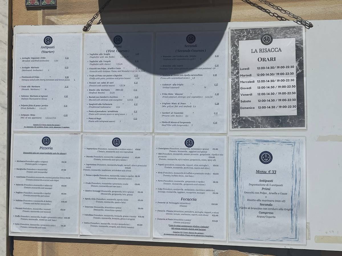 Menu di La Risacca 