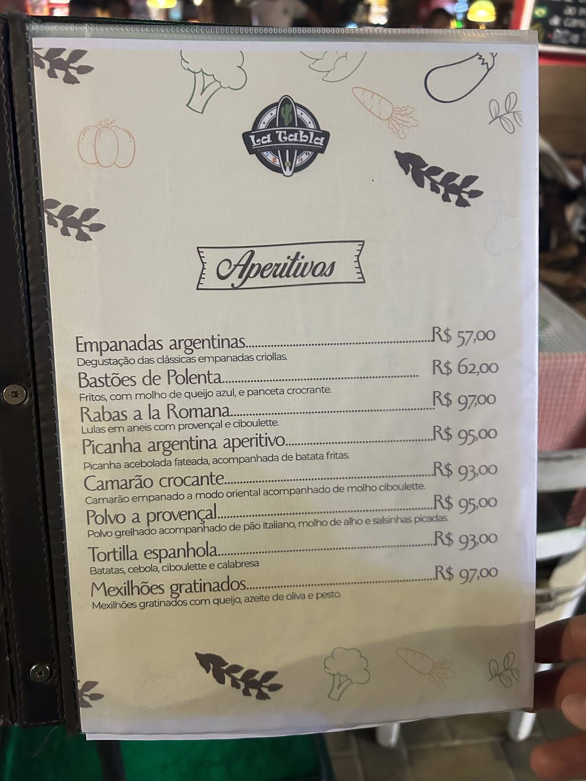 La Tabla Restaurante cardápio