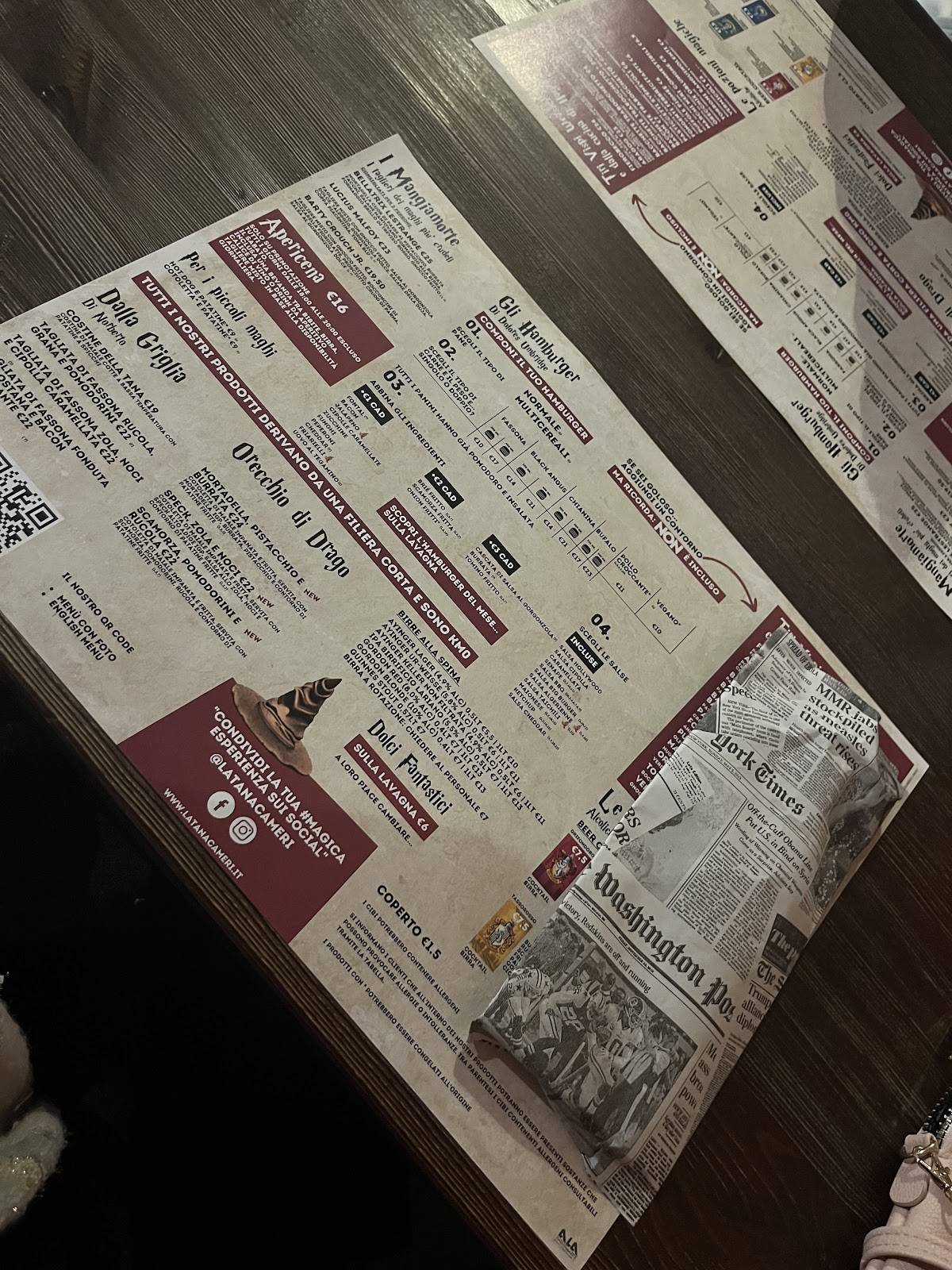 Menu di La Tana - Hamburgheria & Birreria Cameri 