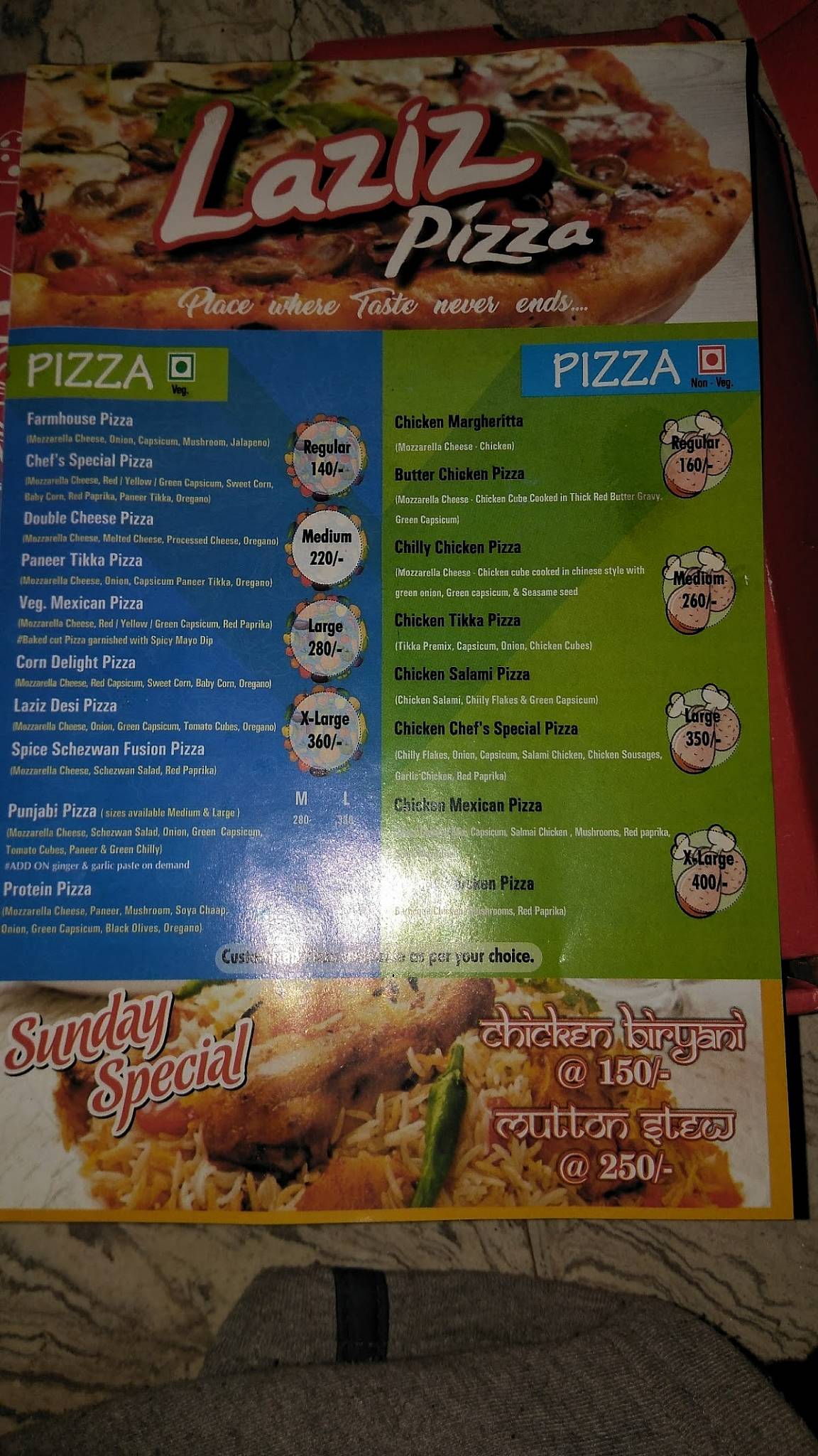 Laziz Pizza - Pizza In Gwalior - Pizza In City Center menu