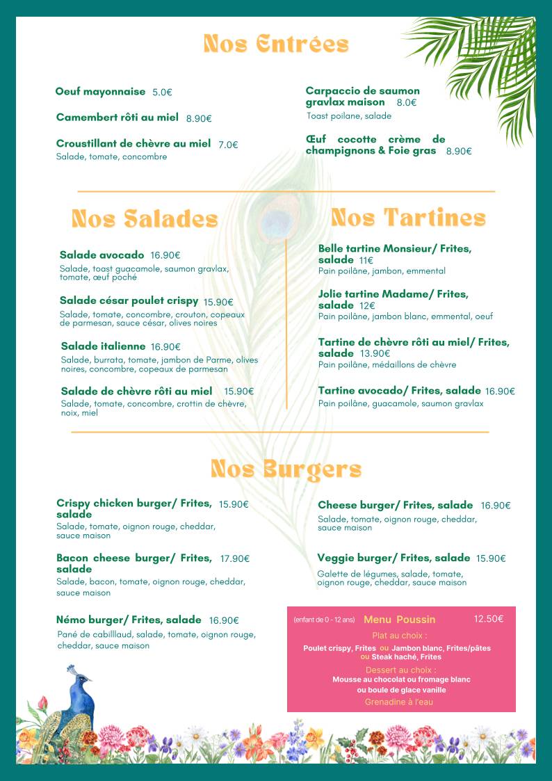 Menu de Le Formidable