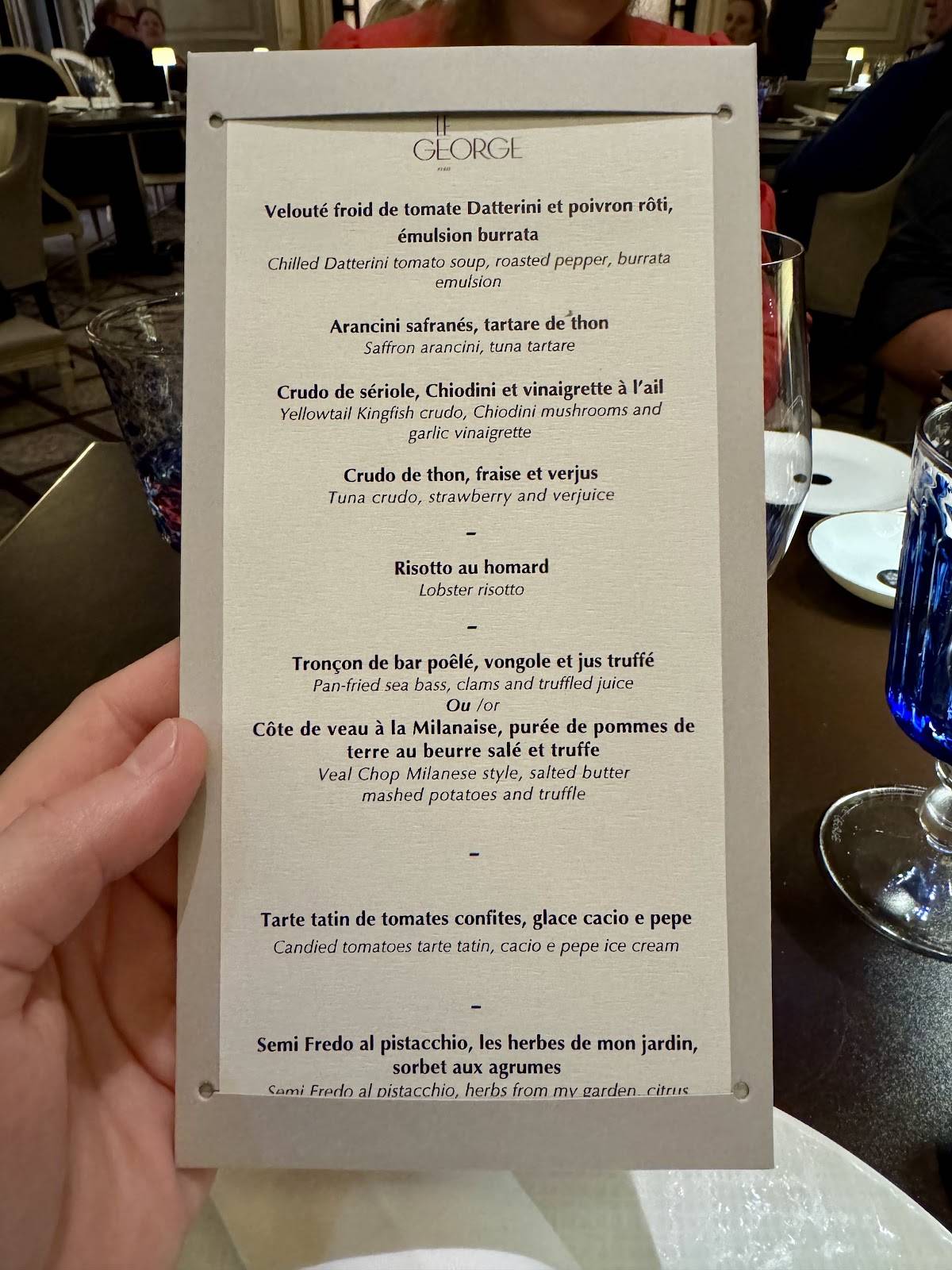 Menu de Le George