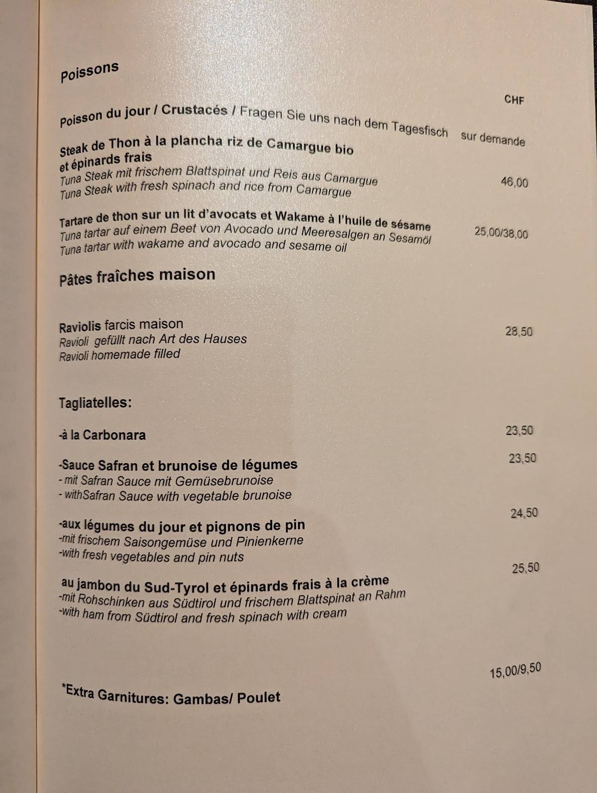 Menu di Le Rendez-Vous Restaurant 