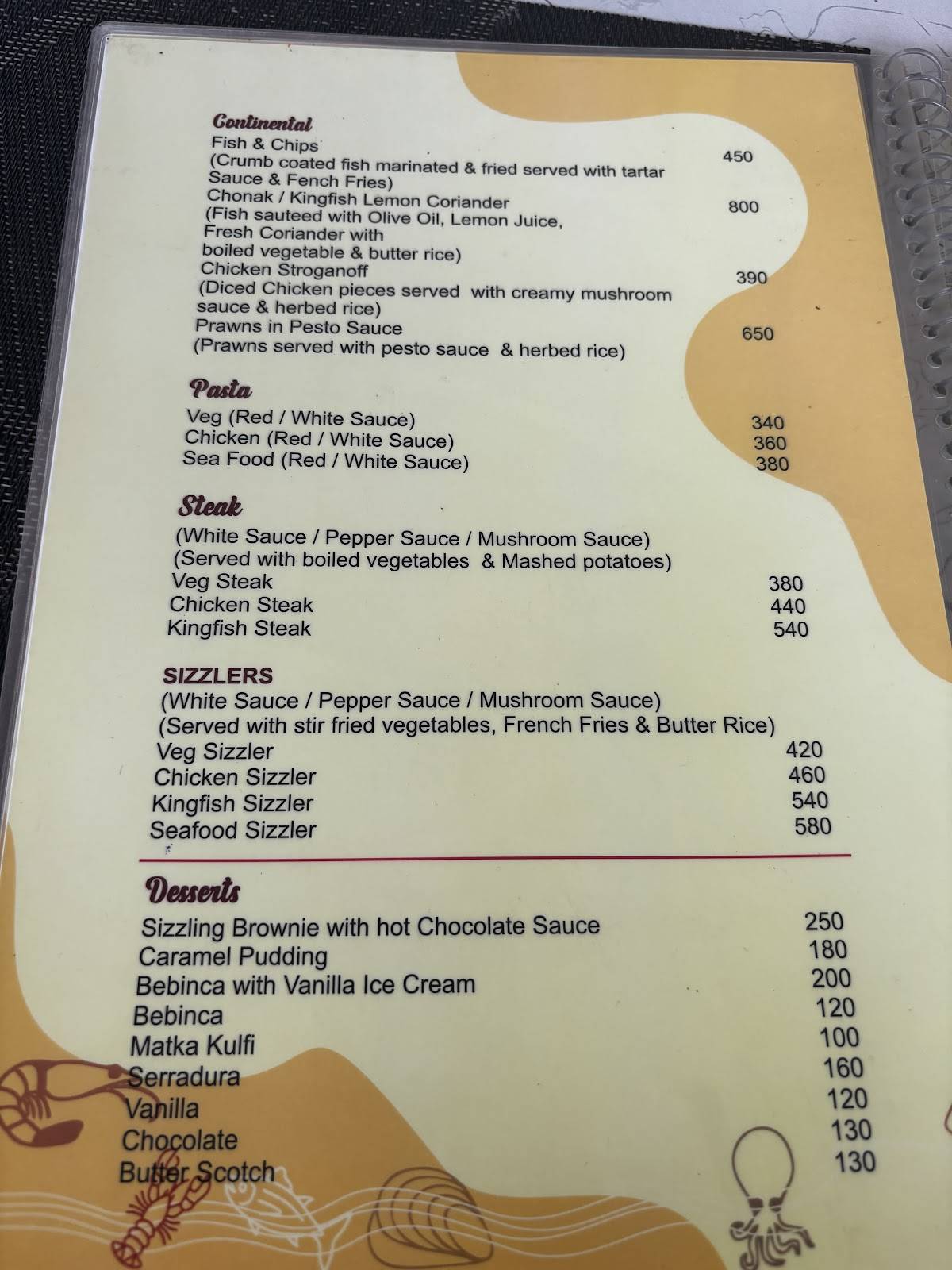Little Goa Bar & Restaurant Bhatkar menu