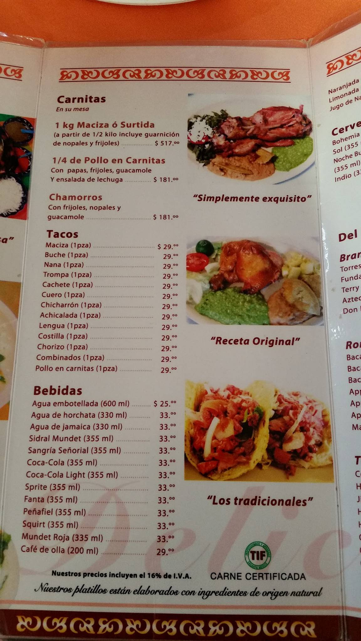 Carta Del Restaurante Los Tolucos Ciudad Del M Xico C Juan E