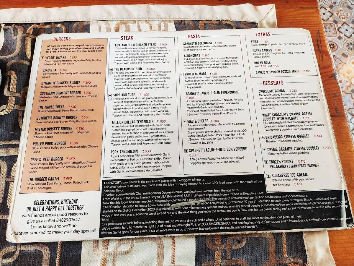Low & Slow menu