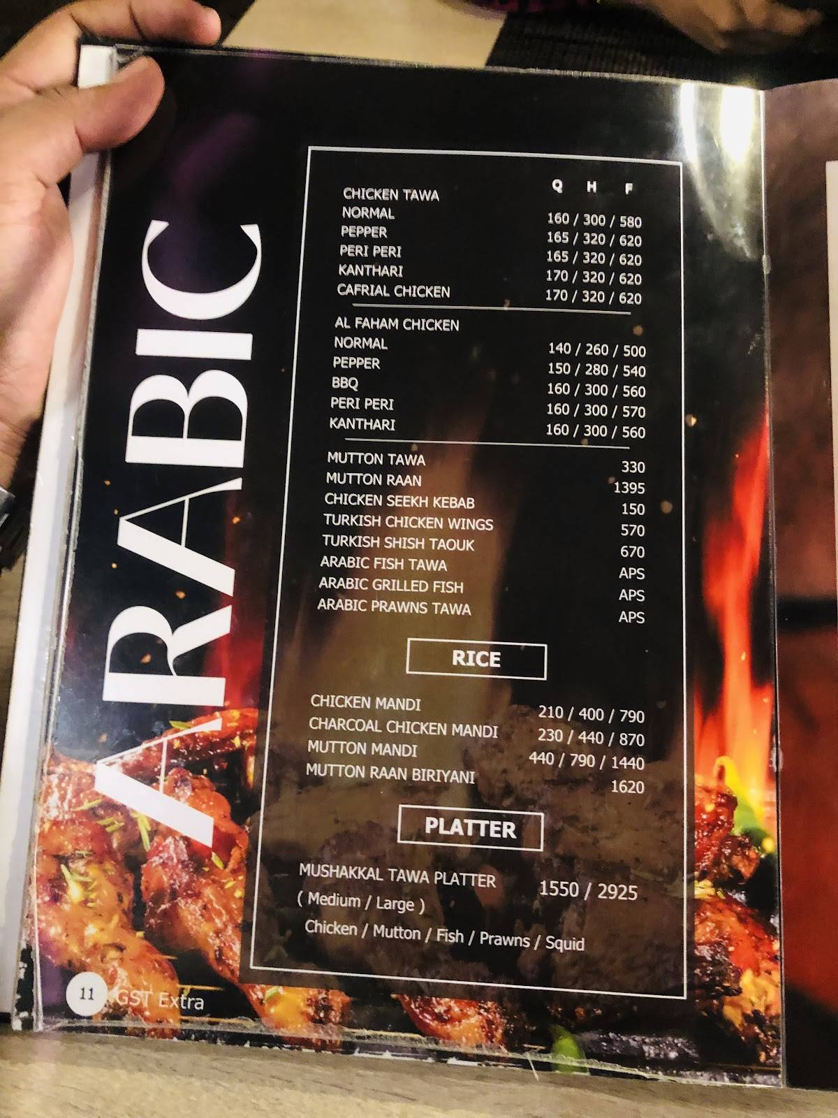 M R A Restaurant and Bakery menu