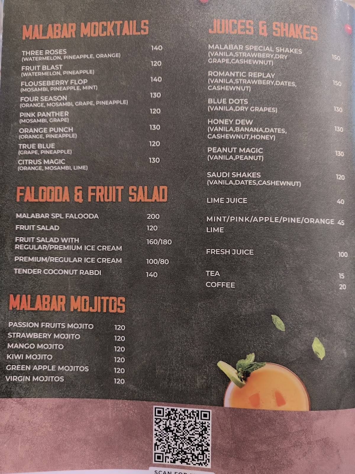 Malabar Village Restaurant menu