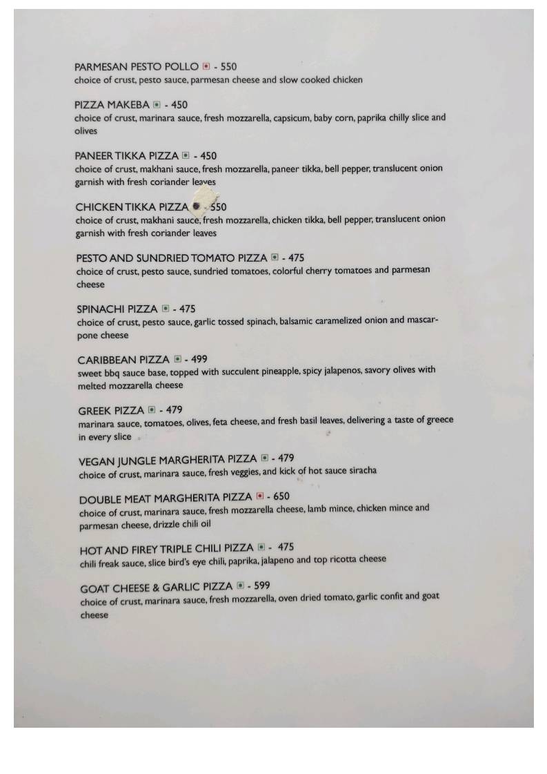 Mambo’s Bistro menu