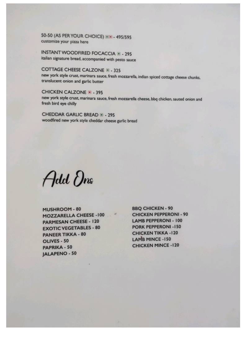 Mambo’s Bistro menu