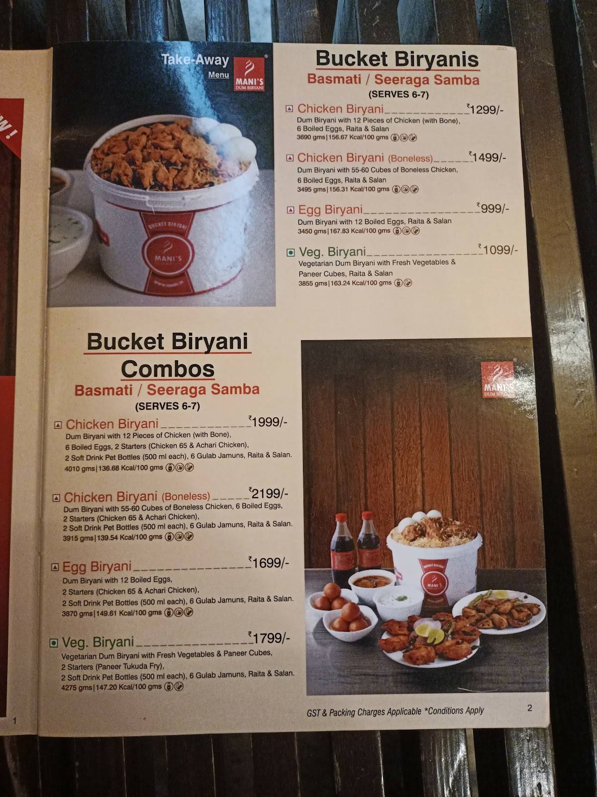 Mani's Dum Biryani - Whitefield menu