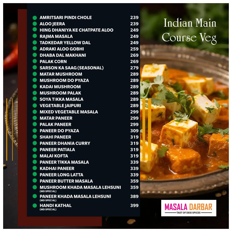 Masala Darbar menu