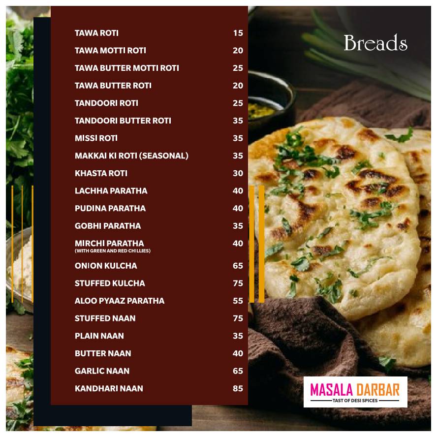 Masala Darbar menu