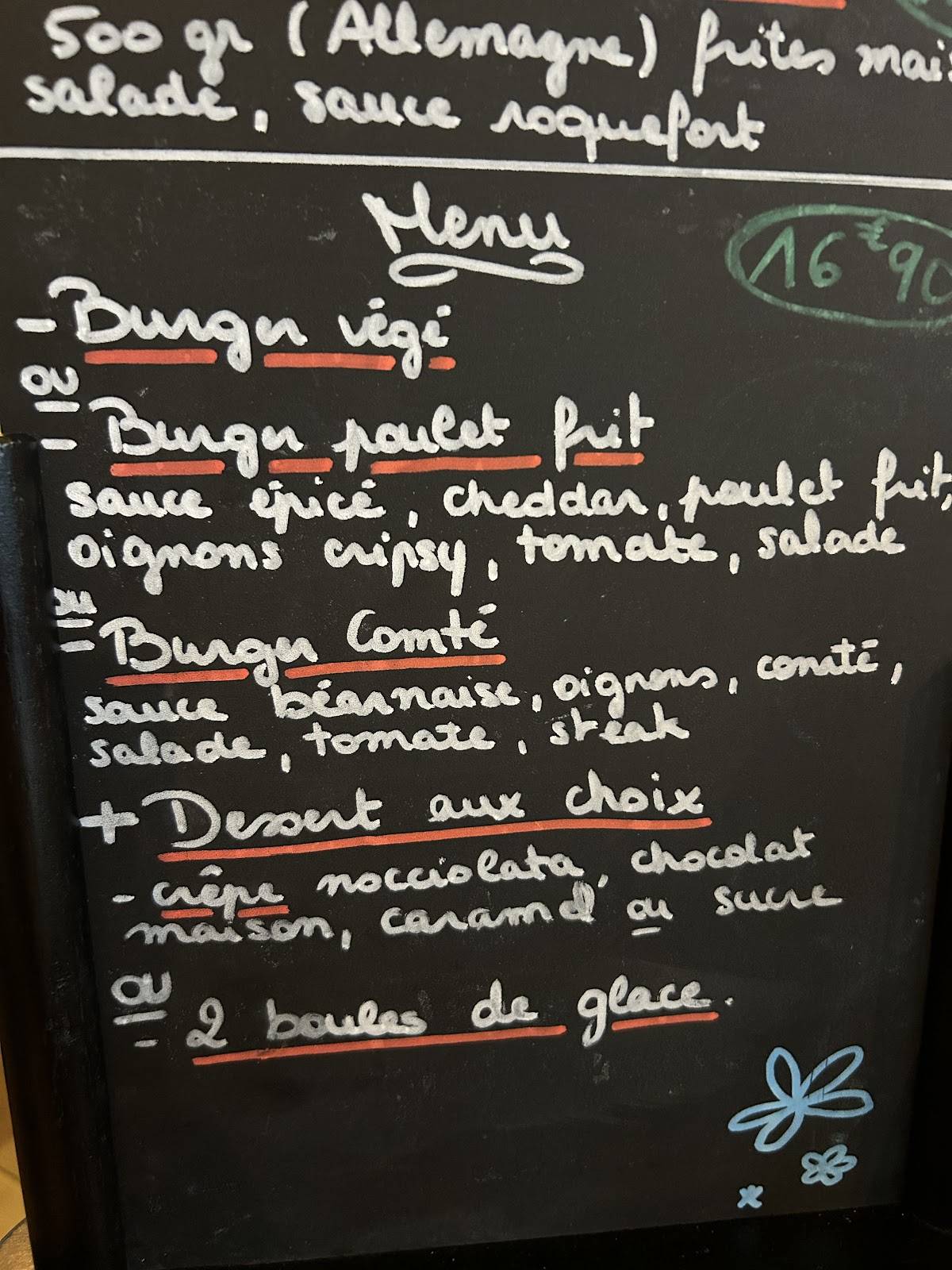 Menu de Maxime